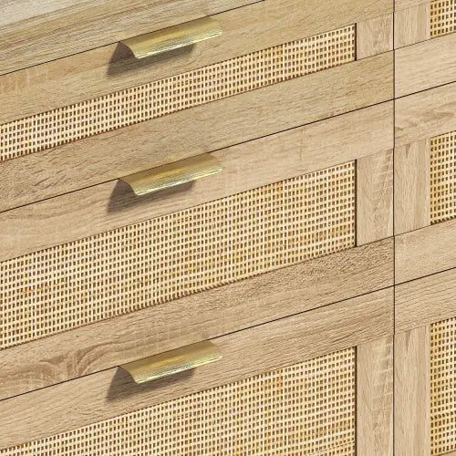Rattan Dresser With Drawers, 6 Drawer Dresser -Natural My Store