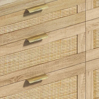 Rattan Dresser With Drawers, 6 Drawer Dresser -Natural My Store