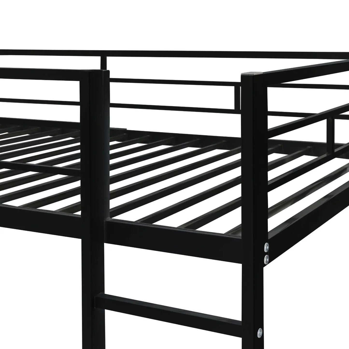 Twin Metal Loft Bed With 2 Shelves And One Desk ,BLACK My Store