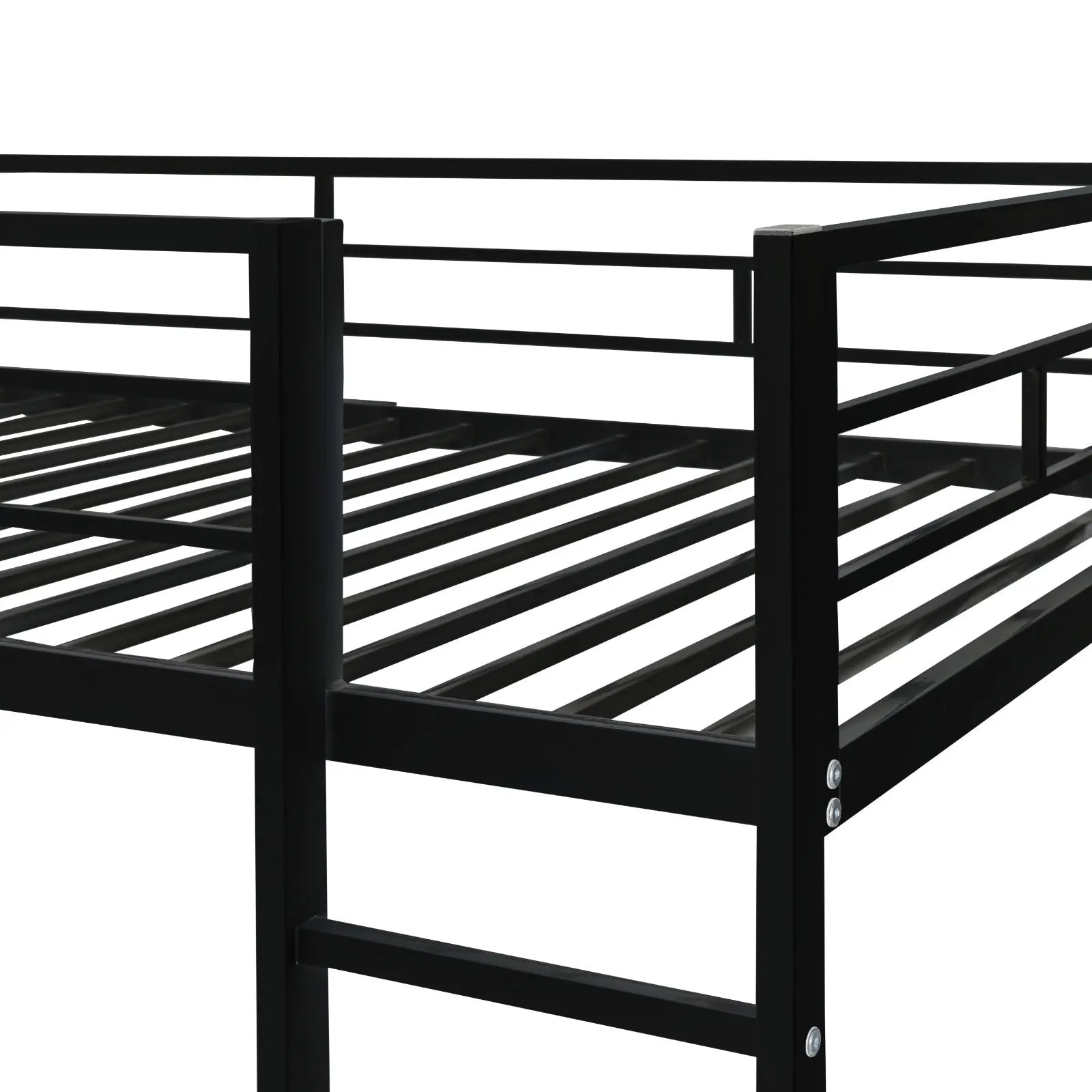 Twin Metal Loft Bed With 2 Shelves And One Desk ,BLACK My Store