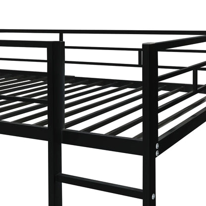 Twin Metal Loft Bed With 2 Shelves And One Desk ,BLACK My Store