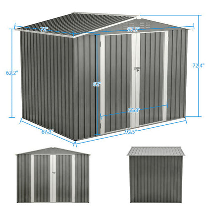 8 X 6 FT Garden Tool Storage Sheds With Metal Foundation With Floor Frame, Gray My Store