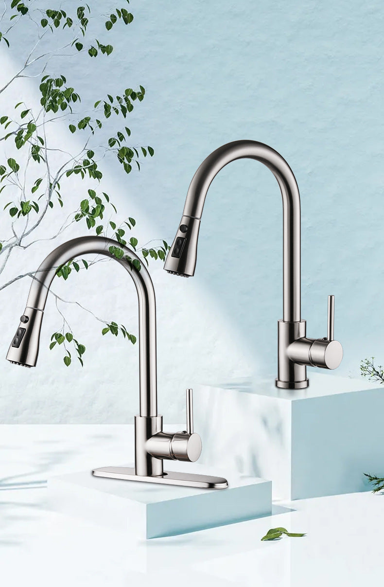 Pull-out Hot And Cold Household Kitchen And Dishwashing Brushed Copper Sink Faucet My Store