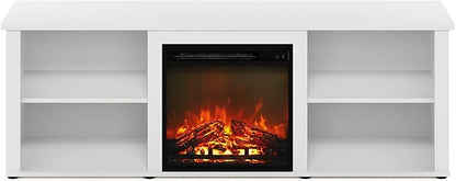 Classic 70 H Tv Stand With Fireplace, Solid White Ohberri