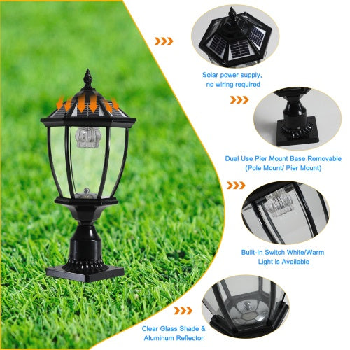 Solar Pillar Headlights With Dimmable LEDs - 2 Packs My Store