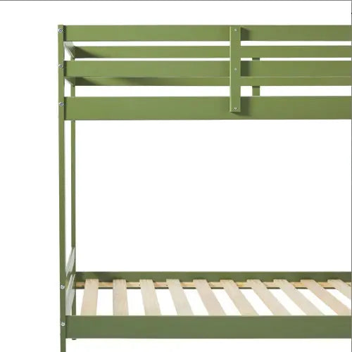 Modern Simple Solid Wood Twin Over Twin Bunk Bed, Olive Green My Store