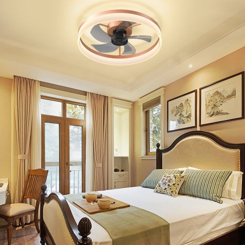 Ceiling Fan With Light Dimmable LED Recessed Mount Slim Modern Ceiling Fan Inkedjoy