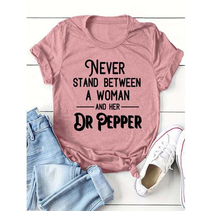 Women's Round Neck Short Sleeve T-Shirt English Slogan Print - Casual Summer Top Inkedjoy