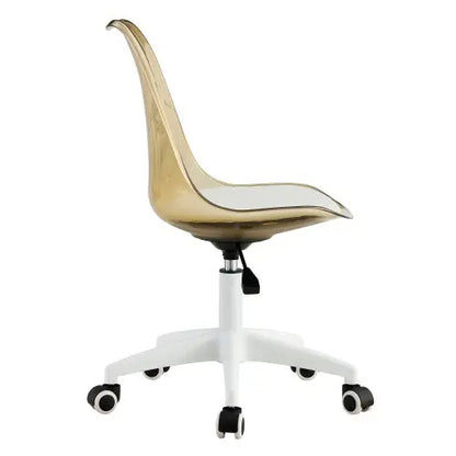 Modern Home Office Desk Chairs, Adjustable 360 Swivel Chair Engineering Plastic Armless Swivel Computer Chair With Wheels For Living Room, Bed Room Office Hotel Dining Room And Amber Brown My Store