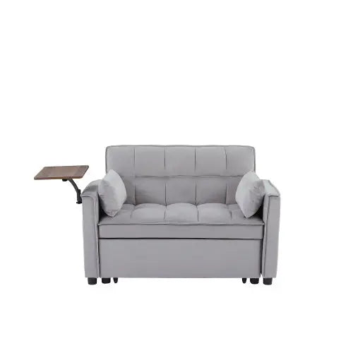 Velvet Loveseat Sleeper Sofa Bed With Side Table My Store