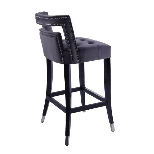 Suede Velvet Barstool With Nailheads Dining Room Chair2 Pcs Set - 30 Inch Seater Height My Store