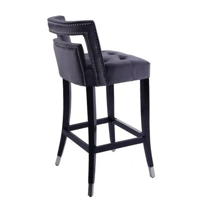 Suede Velvet Barstool With Nailheads Dining Room Chair2 Pcs Set - 30 Inch Seater Height My Store