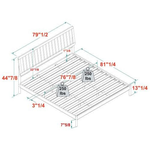 Mid-Century Modern Solid Wood King Spindle Bed Black My Store