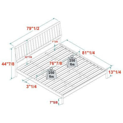 Mid-Century Modern Solid Wood King Spindle Bed Black My Store