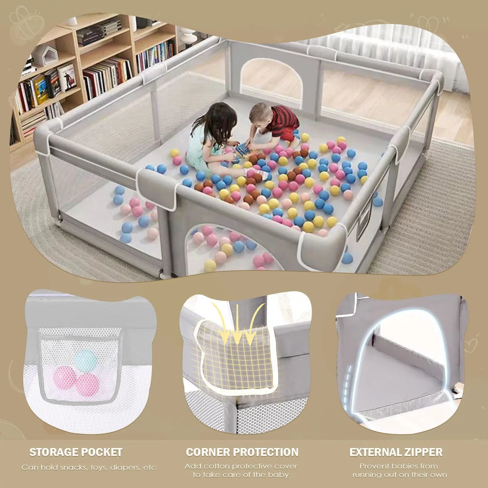 Baby Playpen With Mat Activity Center Indoor My Store