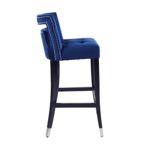 Suede Velvet Barstool With Nailheads Dining Room Chair2 Pcs Set - 30 Inch Seater Height My Store