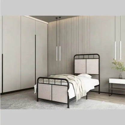 Double-size Linen Upholstered Platform Metal Bed Frame My Store