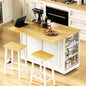 Large Kitchen Island With 2 Bar Stools, Power Outlet, Door Internal Storage Rack My Store