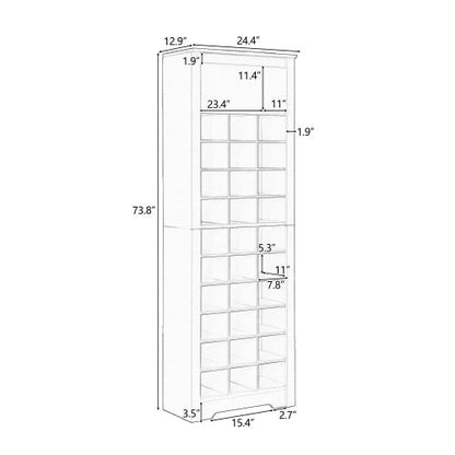 Stylish Design 30 Shoe Cabinet Console, Modern White Inkedjoy