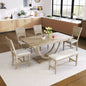 TOPMAX 6-Piece Wood Half Round Dining Table Set With Long Bench & 4 Chairs My Store