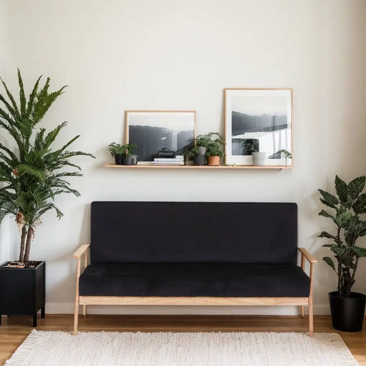 Modern Velvet Loveseat Sofa With Wooden Arms Office Couch 2-3 Seat My Store