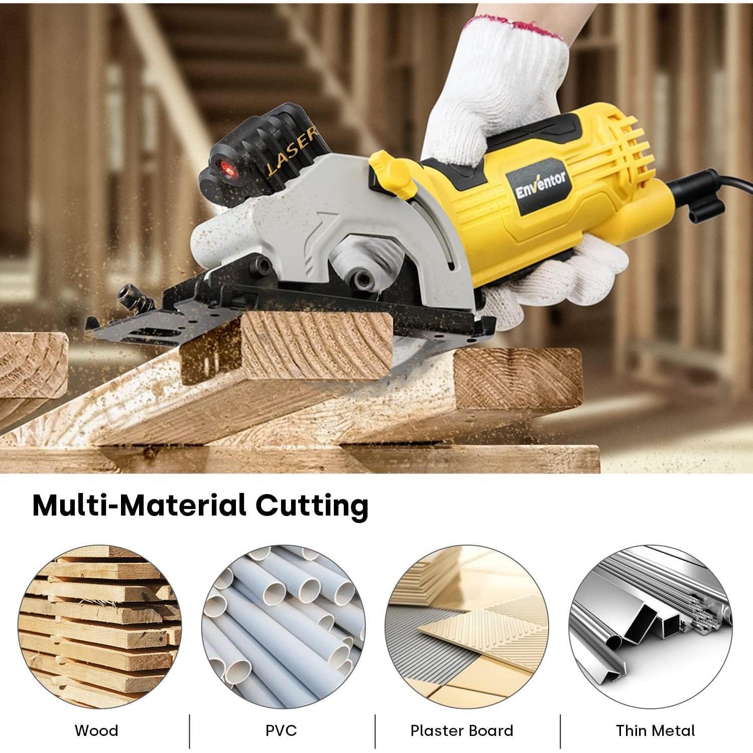 Mini Circular Saw 580W 4000 RPM Compact Electric Circular Saw With Three 85mm Saw Blades Inkedjoy