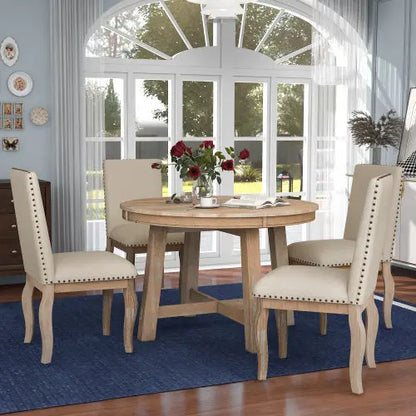 5-piece Farmhouse Wooden Dining Table Set My Store