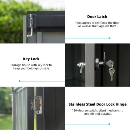 6.5x 4.2Metal Garden Shed- Dark Gray Inkedjoy