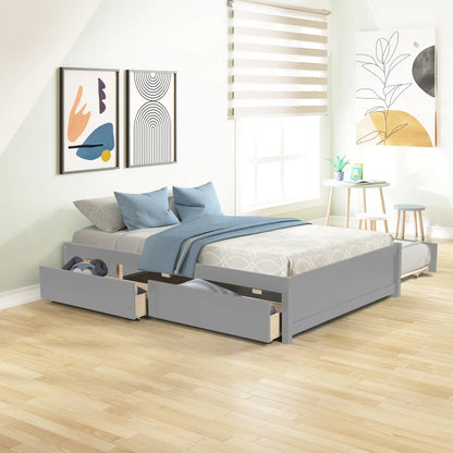 FULL BED WITH TWIN SIZE TRUNDLE AND TWO DRAWERS FOR GREY COLOR My Store