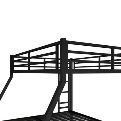 Metal Queen Over King Bunk Bed - Black My Store