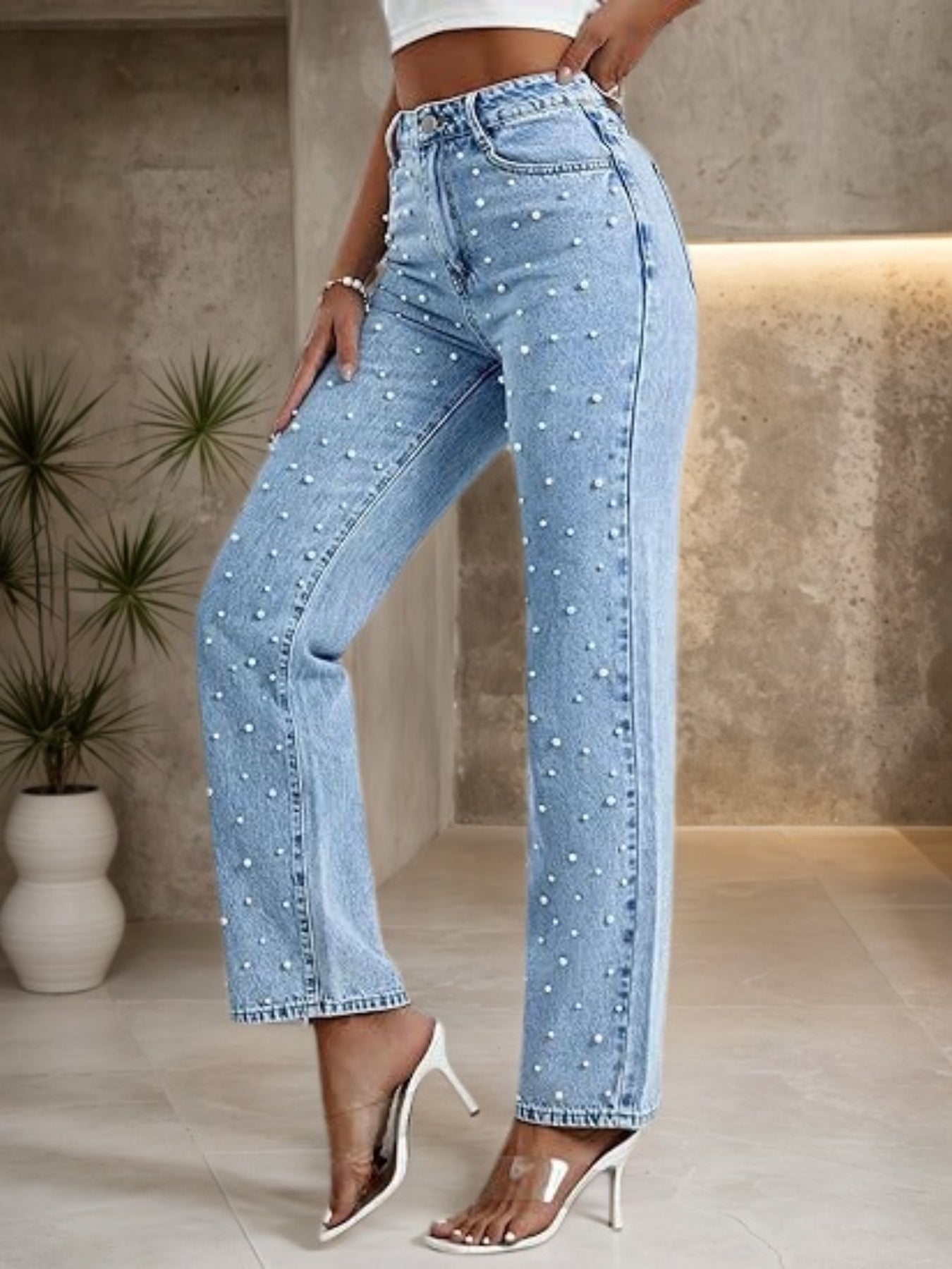 Denim Straight Leg Pants My Store