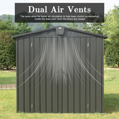 6.5x 4.2Metal Garden Shed- Dark Gray Inkedjoy