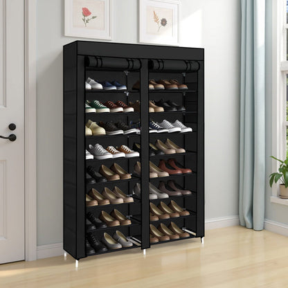 Double Row 10-ply Non Woven Shoe Cabinet, Black Inkedjoy