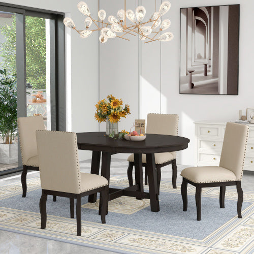 5-piece Farmhouse Wooden Dining Table Set Inkedjoy