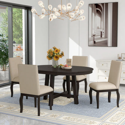 5-piece Farmhouse Wooden Dining Table Set Inkedjoy