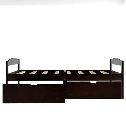 Twin Size Platform Bed, With Two Drawers, Espresso My Store