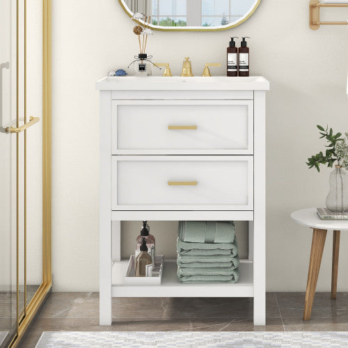 Vanity With Top Sink, Modern Bathroom Storage Cabinet With 2 Drawers My Store