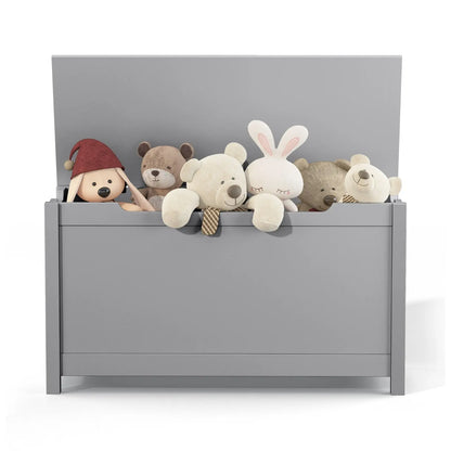 Kids Wooden Toy Box Storage With Safety Hinged Lid For Ages 3Gray My Store
