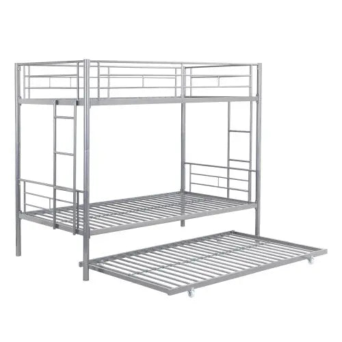 METAL BUNK BED WITH TRUNDLE SILVER My Store