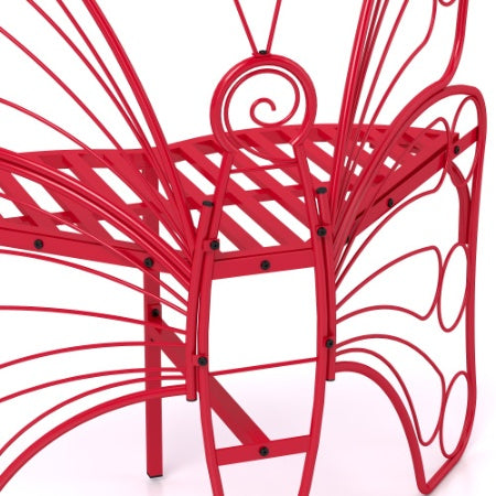 Modern Butterfly Cast Metal Garden Bench Inkedjoy