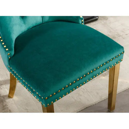 High-end Tufted Solid Wood Contemporary Velvet Upholstered Dining Chair With Golden Stainless Steel Plating Legs,Nailhead Trim,Set Of 2 My Store