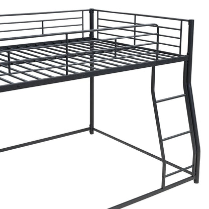 Metal Floor Bunk Bed, Full XL Over Queen, Black My Store