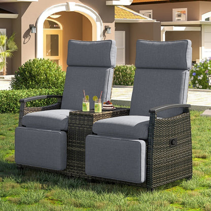 Lounge Chair Double Sofa, Adjustable Backrest Willow Inkedjoy