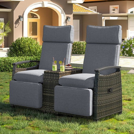 Lounge Chair Double Sofa, Adjustable Backrest Willow Inkedjoy