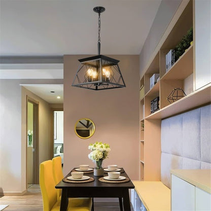 4 Lights Farmhouse Chandelier For Dining Room Black Inkedjoy