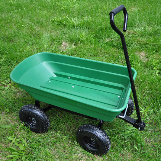 Folding Garden Dump Cart With Steel Frame And 10-in., 300-Pound Capacity Inkedjoy