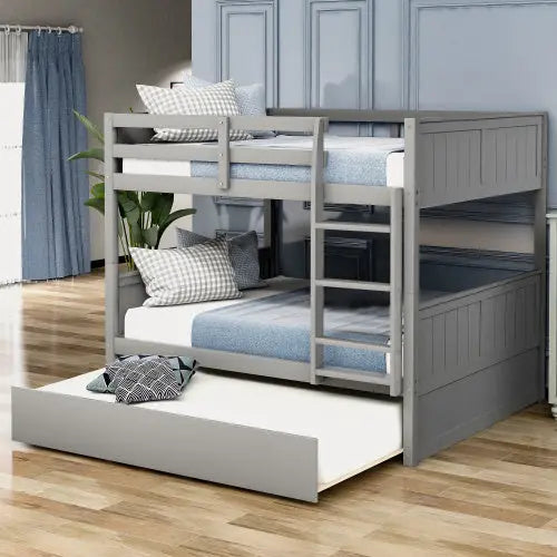 Full Over Full Bunk Bed With Twin Size Trundle My Store