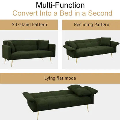 Futon Sofa , Convertible Double Sofa Bed With Folding Armrests My Store