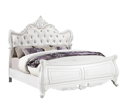 Modern 5-Piece Queen Bedroom Set in Pearl White Wood Finish - Ohberri