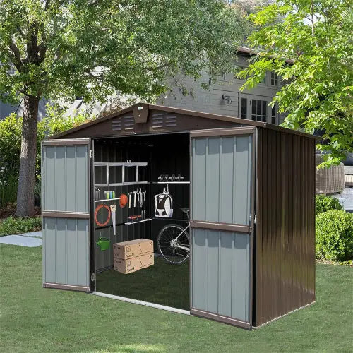 Outdoor Storage Shed 10'x8', Metal Brown My Store